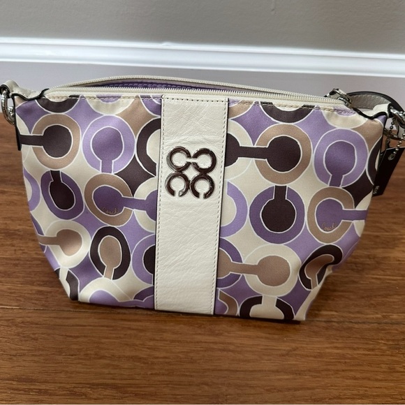 Coach Cream and Purple Patterned Mini Bag - Picture 1 of 2